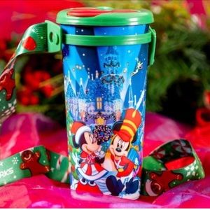 Disney Parks 2023 Christmas Holiday Travel Tumbler with Lanyard
